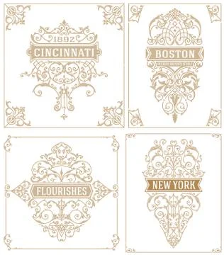 Vintage logos, Cards and elements. vector templates. Stock Illustration
