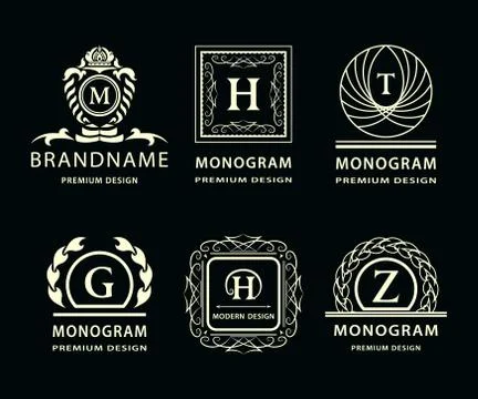 Vintage Logos Templates Set. Logotypes collection Stock Illustration