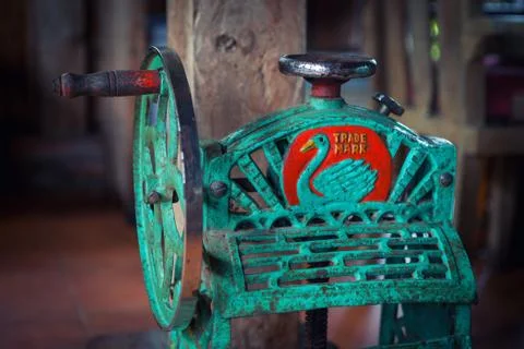 Vintage machine for pressing Stock Photos