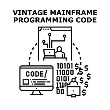 Vintage mainframe programming code development earning concept Stockillustratie