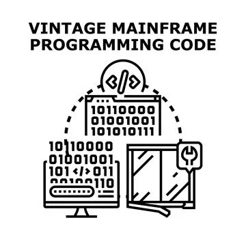 Vintage mainframe programming code development and repair Stockillustratie