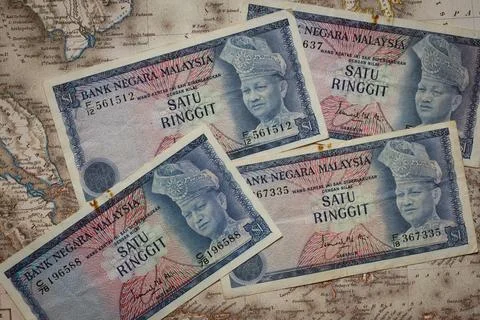 Vintage Malaysian One Ringgit Banknote Collection Stock-Fotos