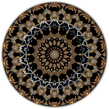 Vintage mandala pattern. Vector ornamental greek floral background. Patterned 스톡 일러스트