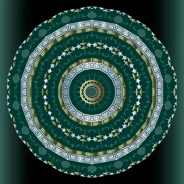 Vintage mandala pattern. Vector ornamental greek floral background. Patterned Illustrazione stock