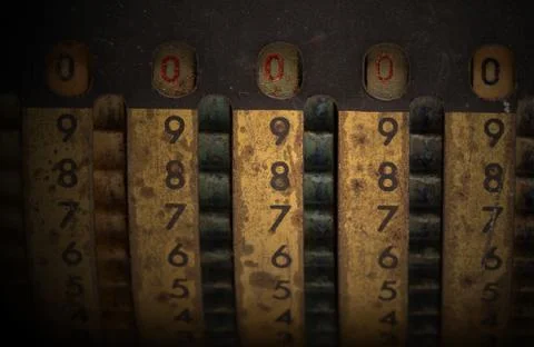 Vintage manual adding machine isolated Stock Photos