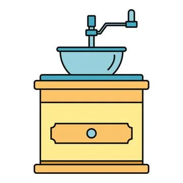 Vintage manual coffee grinder preparing fresh coffee beans Stock Illustration