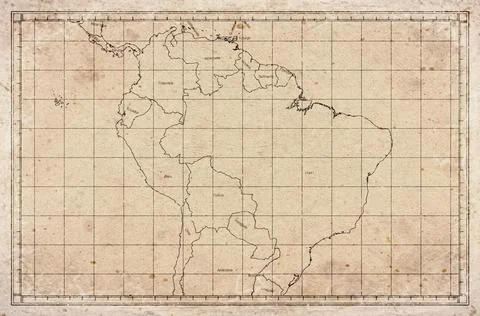 Vintage Map Of Amazon Basin On Retro Paper Background Stock Illustration