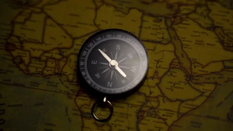Vintage map and compass Stock Footage 171583631