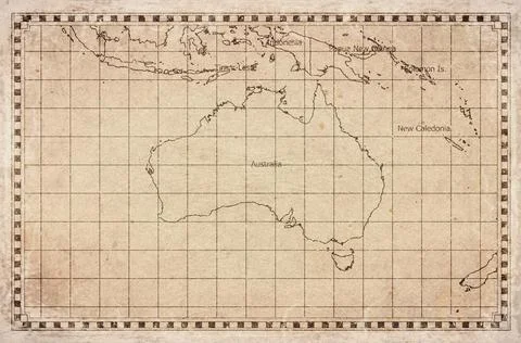Vintage Map Of Australia With State Boundaries On Retro Paper Background Stock Illustration
