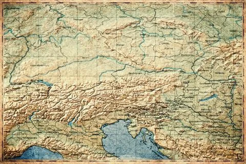 Vintage Map Of Austria With State Boundaries On Retro Paper Background Stock Illustration