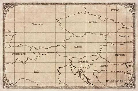 Vintage Map Of Austria With State Boundaries On Retro Paper Background Stock Illustration
