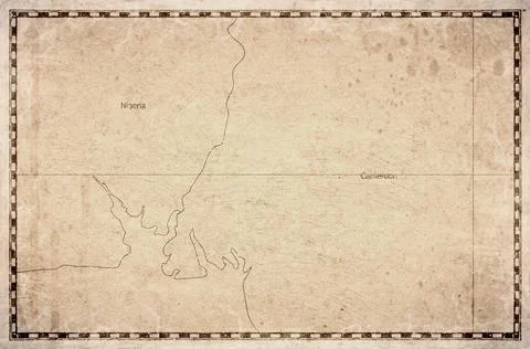 Vintage Map Of Bakassi Peninsula On Retro Paper Background Stock Illustration