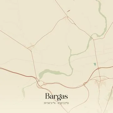 Vintage map of Bargas, Spain. Stock Illustration