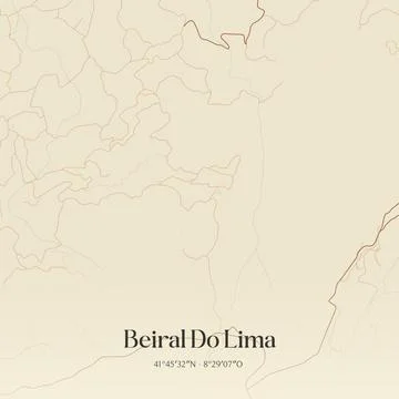 Vintage map of Beiral Do Lima, Portugal. Stock Illustration