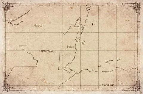 Vintage Map Of Belize With District Boundaries On Retro Paper Background Stock Illustration