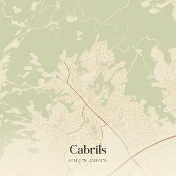 Vintage map of Cabrils, Spain. Stock Illustration