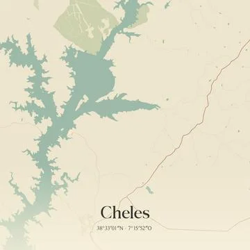 Vintage map of Cheles, Spain. Stock Illustration
