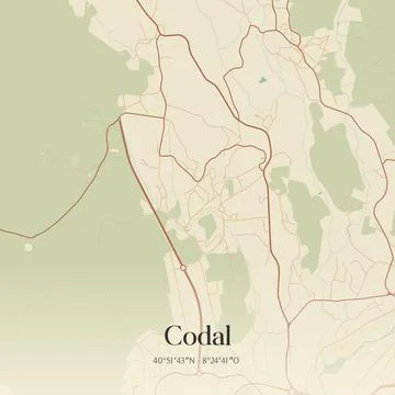 Vintage map of Codal, Portugal. Stock Illustration