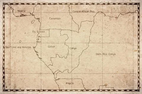Vintage Map Of Congo With Department Boundaries On Retro Paper Background Stock Illustration