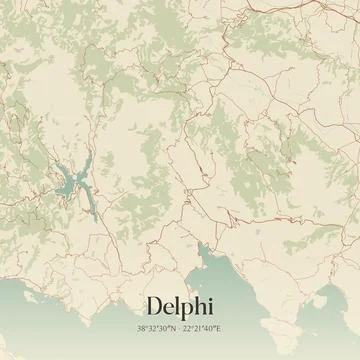 Vintage map of Delphi, Greece. Stock-Illustration