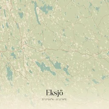 Vintage map of Eksjo, Sweden. Stock-Illustration