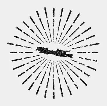 Vintage map of Java. Grunge sunburst around the island. Black Java shape wi.. Stock-Illustration