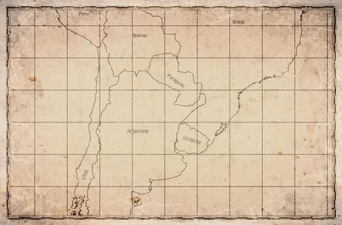 Vintage Map Of La Plata Basin On Retro Paper Background Stock Illustration