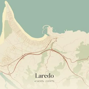 Vintage map of Laredo, Spain. Stock Illustration