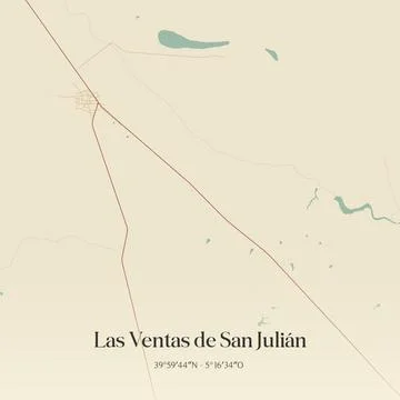 Vintage map of Las Ventas de San Julian, Spain. Stock Illustration