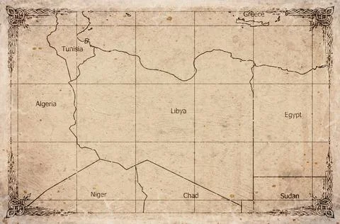 Vintage Map Of Libya With Regions On Retro Paper Background Stock Illustration