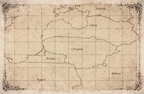 Vintage Map Of Lithuania With Counties On Retro Paper Background Stock Illustration