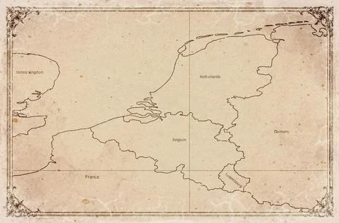 Vintage Map Of Low Countries On Retro Paper Background Stock Illustration
