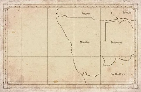 Vintage Map Of Namibia With Regions On Retro Paper Background Stock Illustration