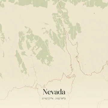 Vintage map of Nevada, Spain. Stock Illustration