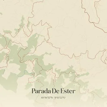 Vintage map of Parada De Ester, Portugal. Stock Illustration