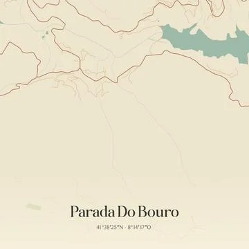 Vintage map of Parada Do Bouro, Portugal. Stock Illustration