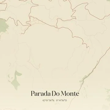 Vintage map of Parada Do Monte, Portugal. Stock Illustration
