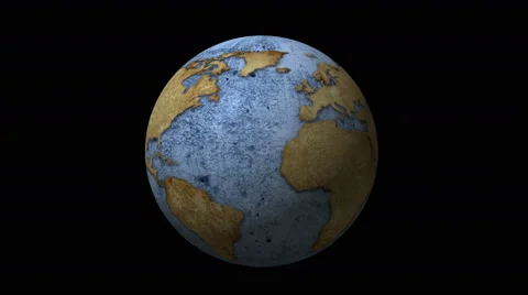 Vintage map of the planet that rotates on a black background Stock Footage 63376946