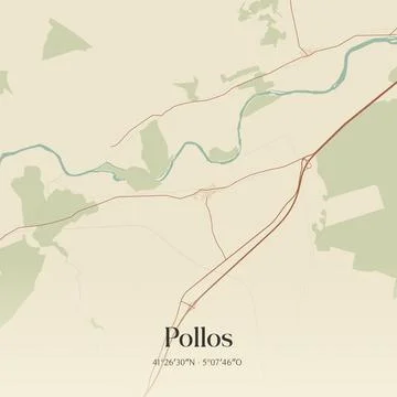 Vintage map of Pollos, Spain. Stock Illustration