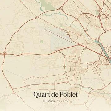 Vintage map of Quart de Poblet, Spain. Stock Illustration