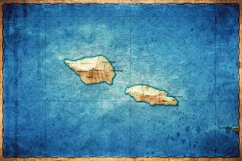 Vintage Map Of Samoa With Districts On Retro Paper Background Stock Illustration