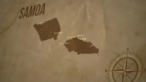 Vintage Map of SAMOA with states Borders and Major Cities 스톡 동영상 326444806