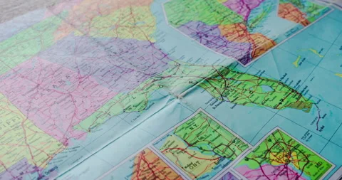 Vintage Map Showing Florida Peninsula and Southern States 4K Stock Footage 332564262