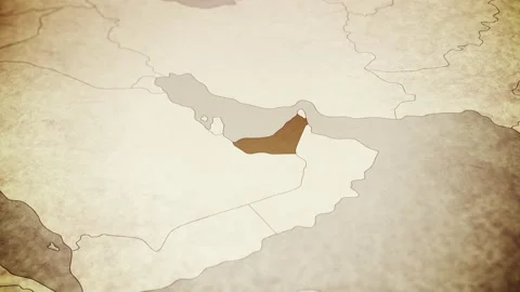 Vintage map showing UAE / middle east from above zooming in. Stock Footage 146566082