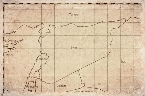 Vintage Map Of Syria With Governorates On Retro Paper Background Stock Illustration