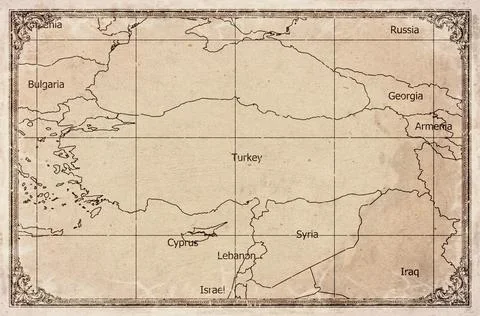 Vintage Map Of Turkey With Provinces On Retro Paper Background Stock Illustration