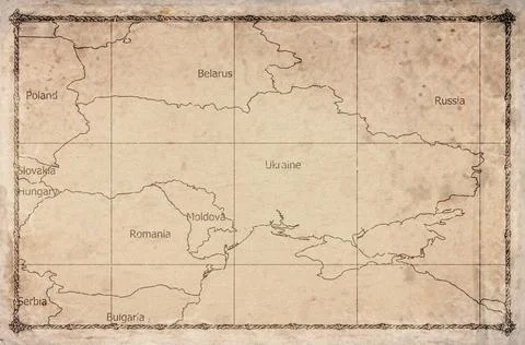 Vintage Map Of Ukraine With Oblasts On Retro Paper Background Stock Illustration