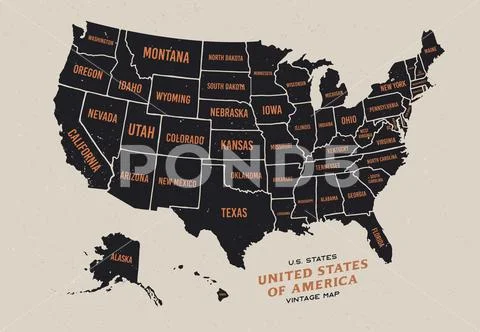 Vintage map of United States of America Stock Illustration