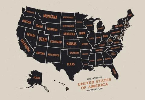 Vintage map of United States of America Stock Illustration
