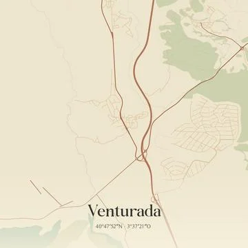 Vintage map of Venturada, Spain. Stock Illustration